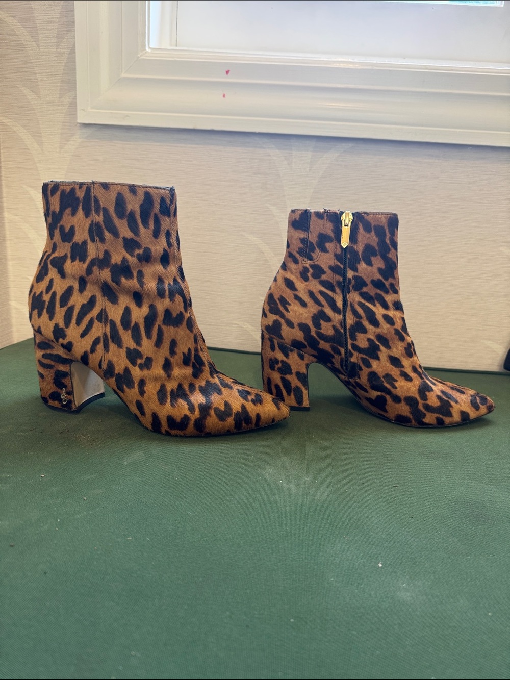 Sam Edelman Leopard Print Ankle Booties in Brown and Black